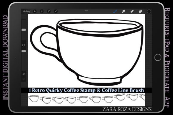 Retro Coffee Cup Procreate Stamp & Brush
