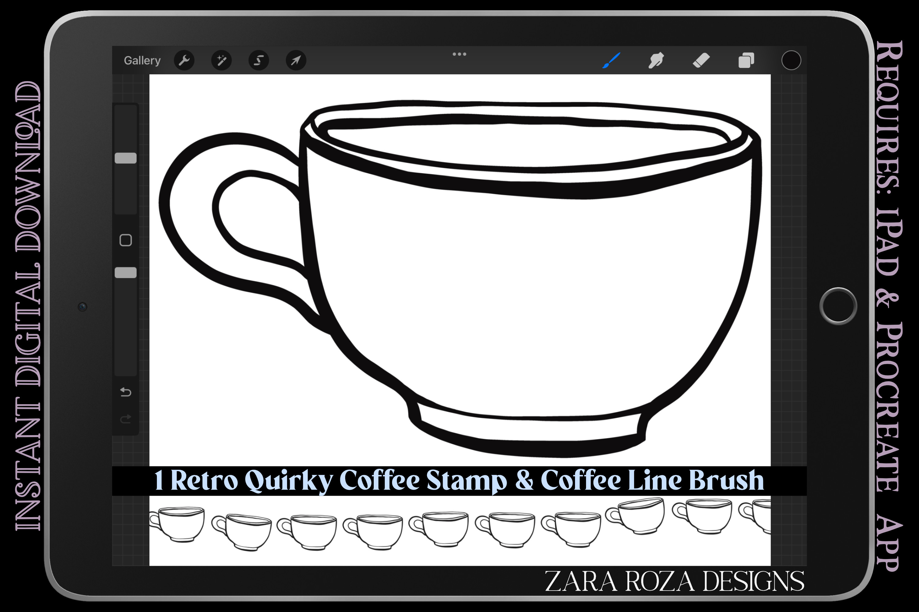 Retro Coffee Cup Procreate Stamp & Brush