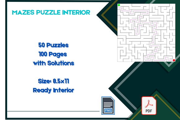 Square Maze Puzzles Interior KDP 8.5″x11 Graphic by Sunday Design ...