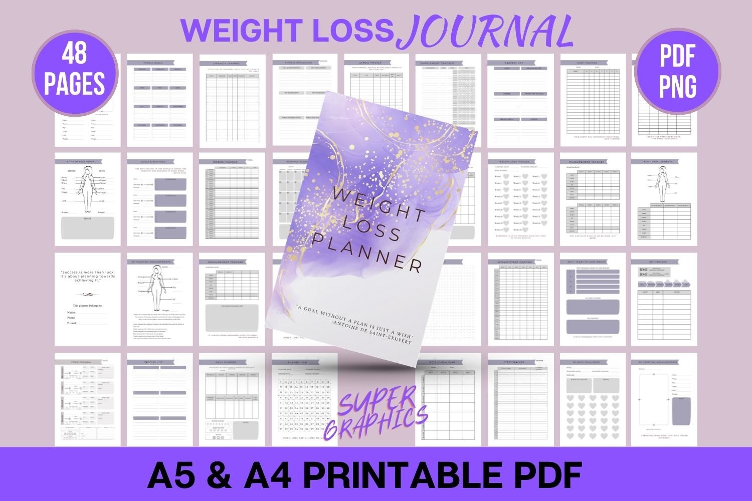 Weight Loss Planner - Printable Journal
