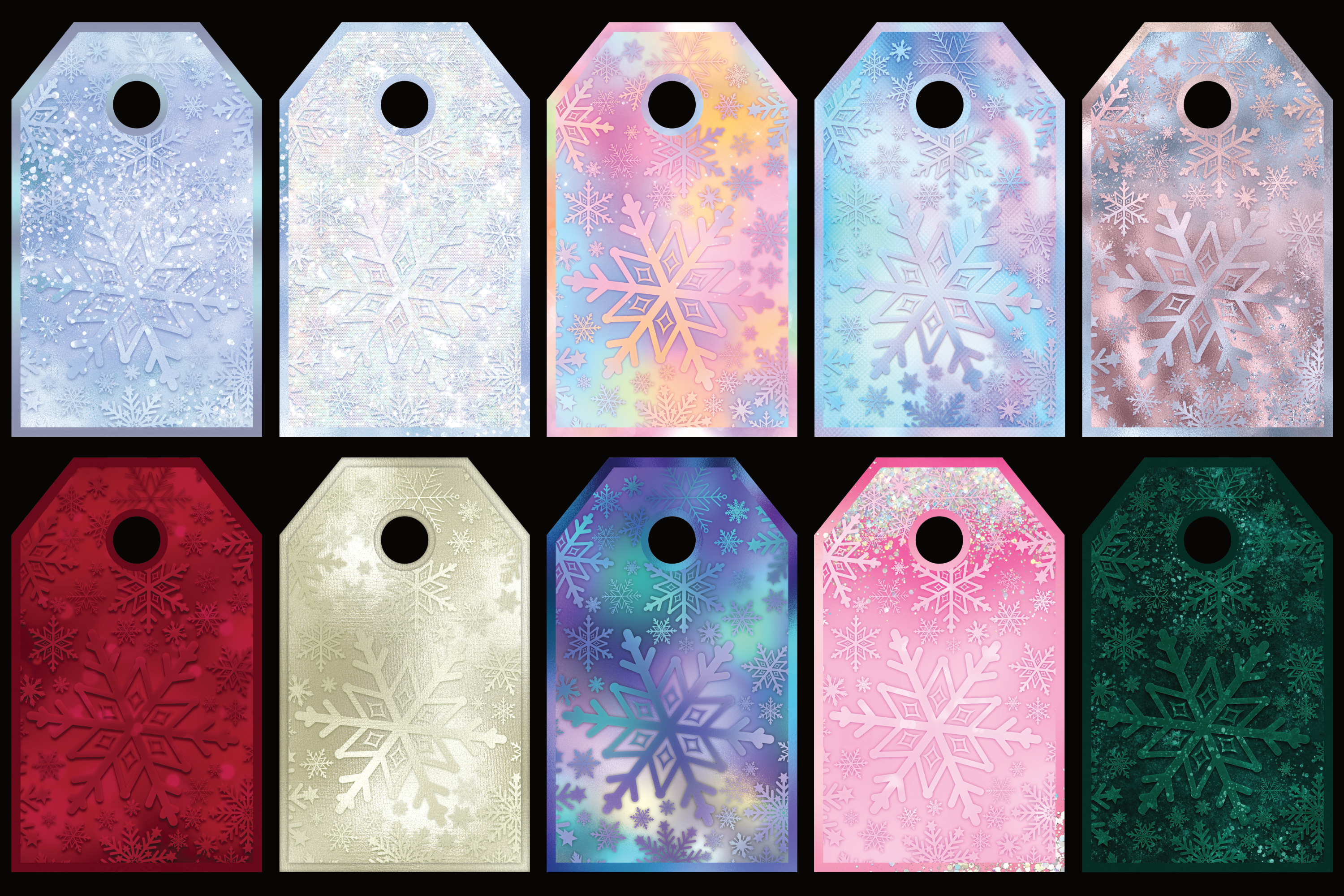 30 Christmas Gift Tags with Snowflakes
