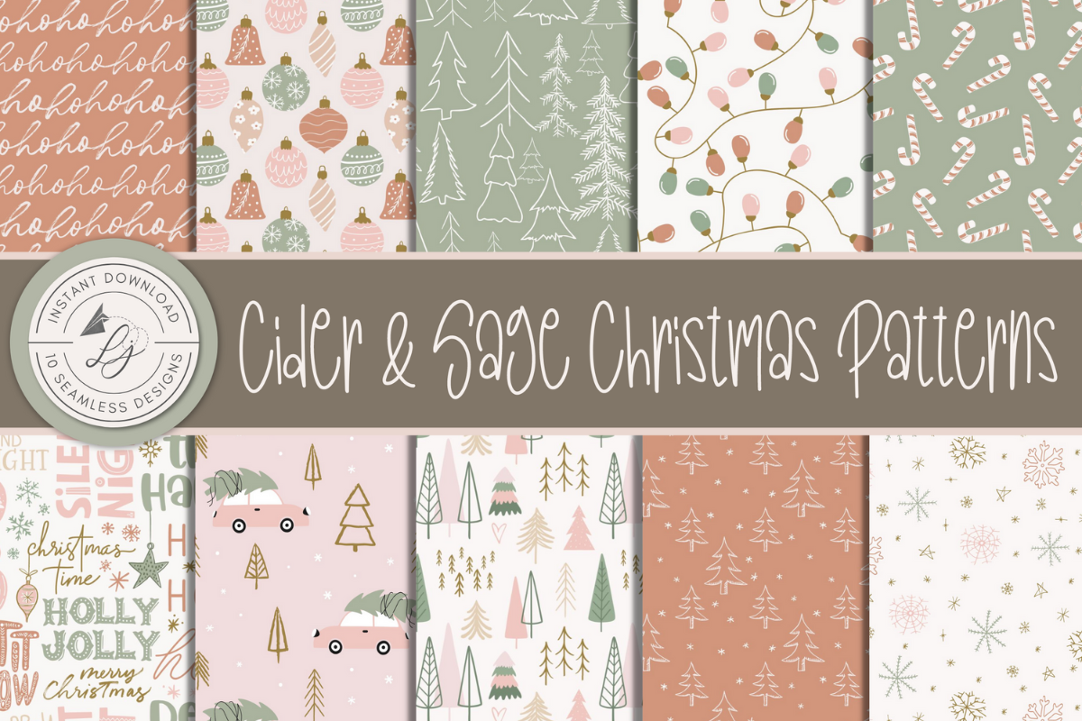 Blush Sage Seamless Christmas Patterns