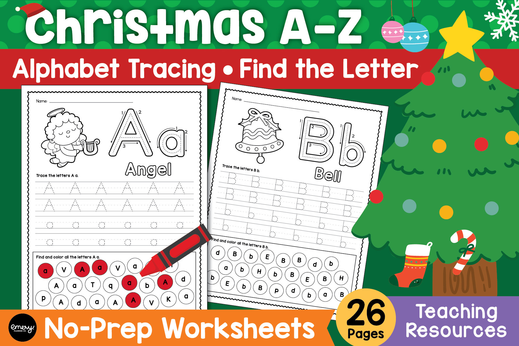Christmas Alphabet Tracing Worksheets