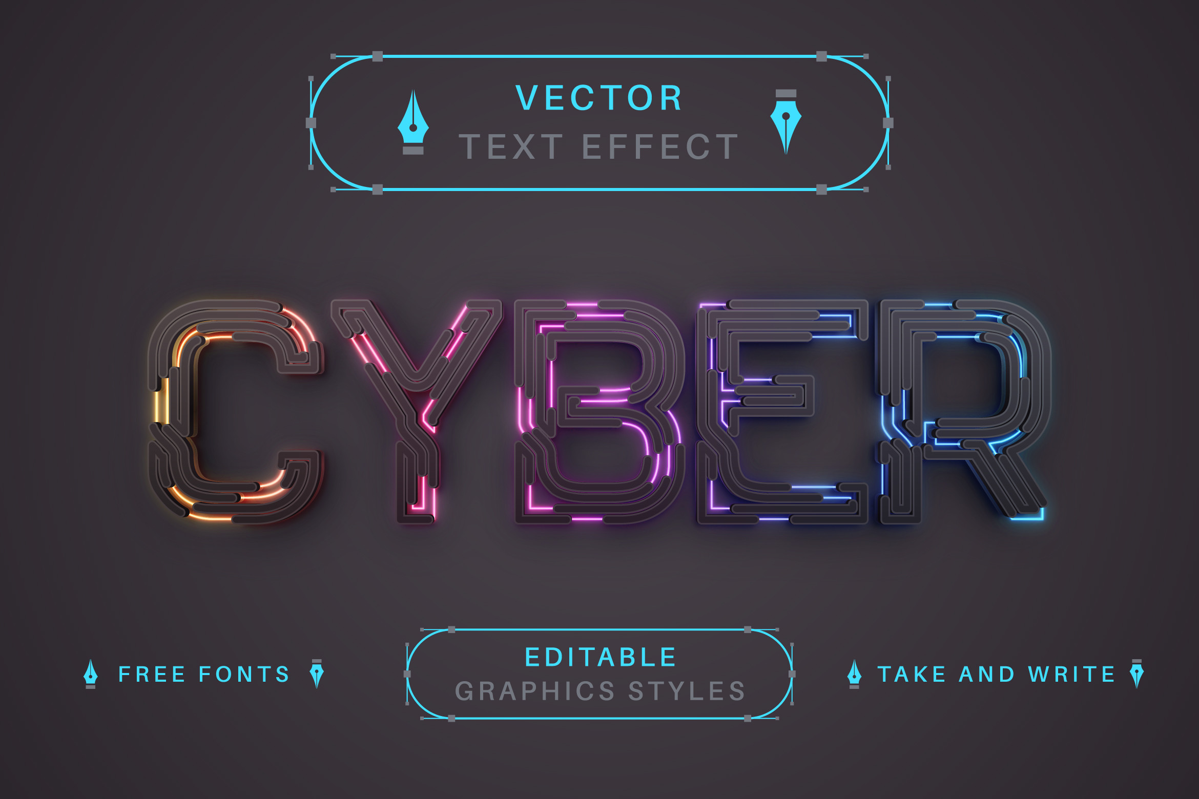 Cyber Cable - Editable Text Effect Graphic by rwgusev · Creative Fabrica