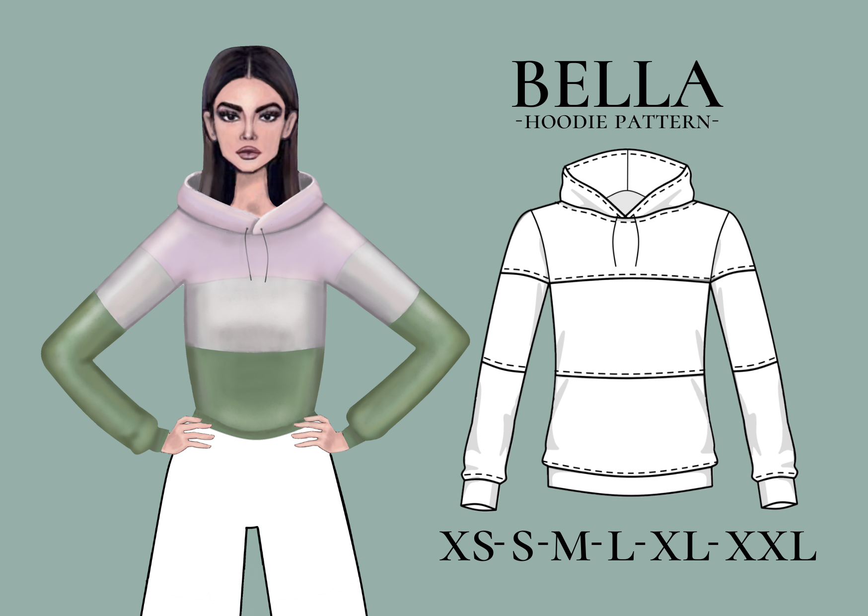 Hoodie PDF Sewing Pattern Basic
