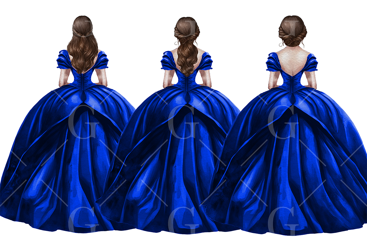 Royal Blue Princess Dress Clipart Graphic by GraphicsbyLily  Creative  Fabrica