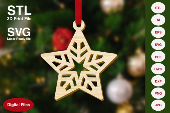 Snowflake in Star Christmas Decoration 3D Printing By Ndas