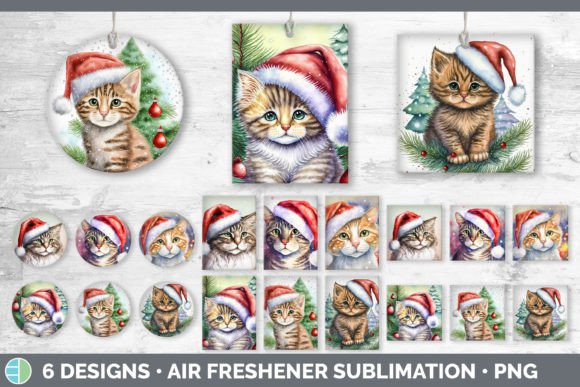 Christmas Cat Air Freshener | Sublimatio Graphic Illustrations By Enliven Designs