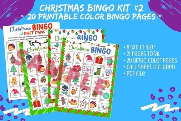 Colorful Christmas Bingo Cards Game, #2