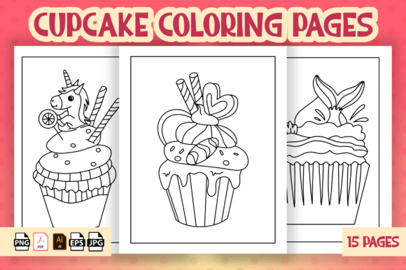 Cupcake Coloring Pages for Kids - Kdp