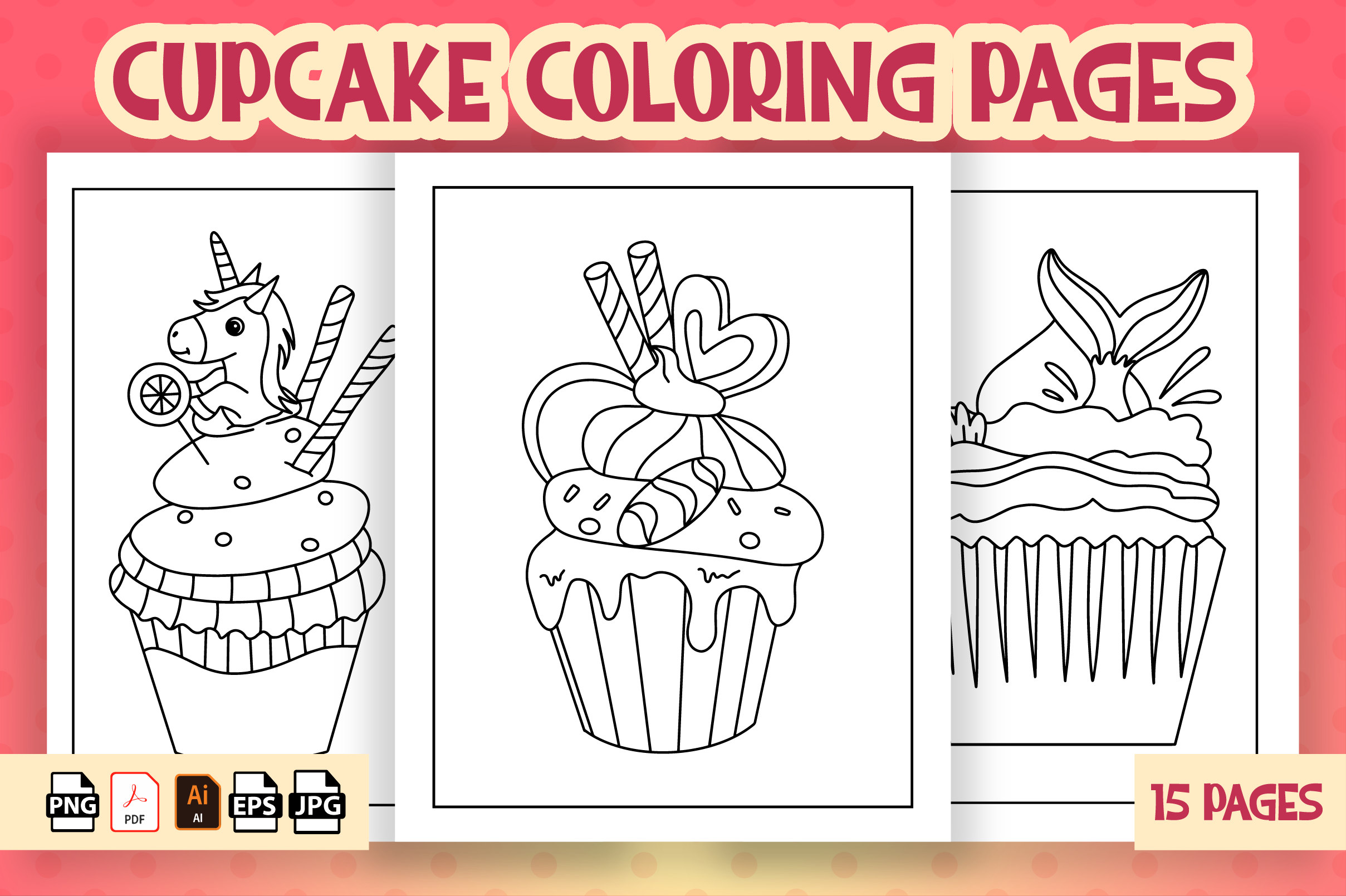 Cupcake Coloring Pages for Kids - Kdp