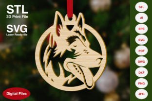 German Shepherd Dog Christmas Decoration · Creative Fabrica