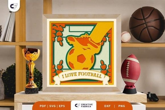 I Love Football 3D Layered Paper Cut SVG Lifestyle und hobbys 3D SVG-Plotterdatei Von Creative Fabrica Crafts