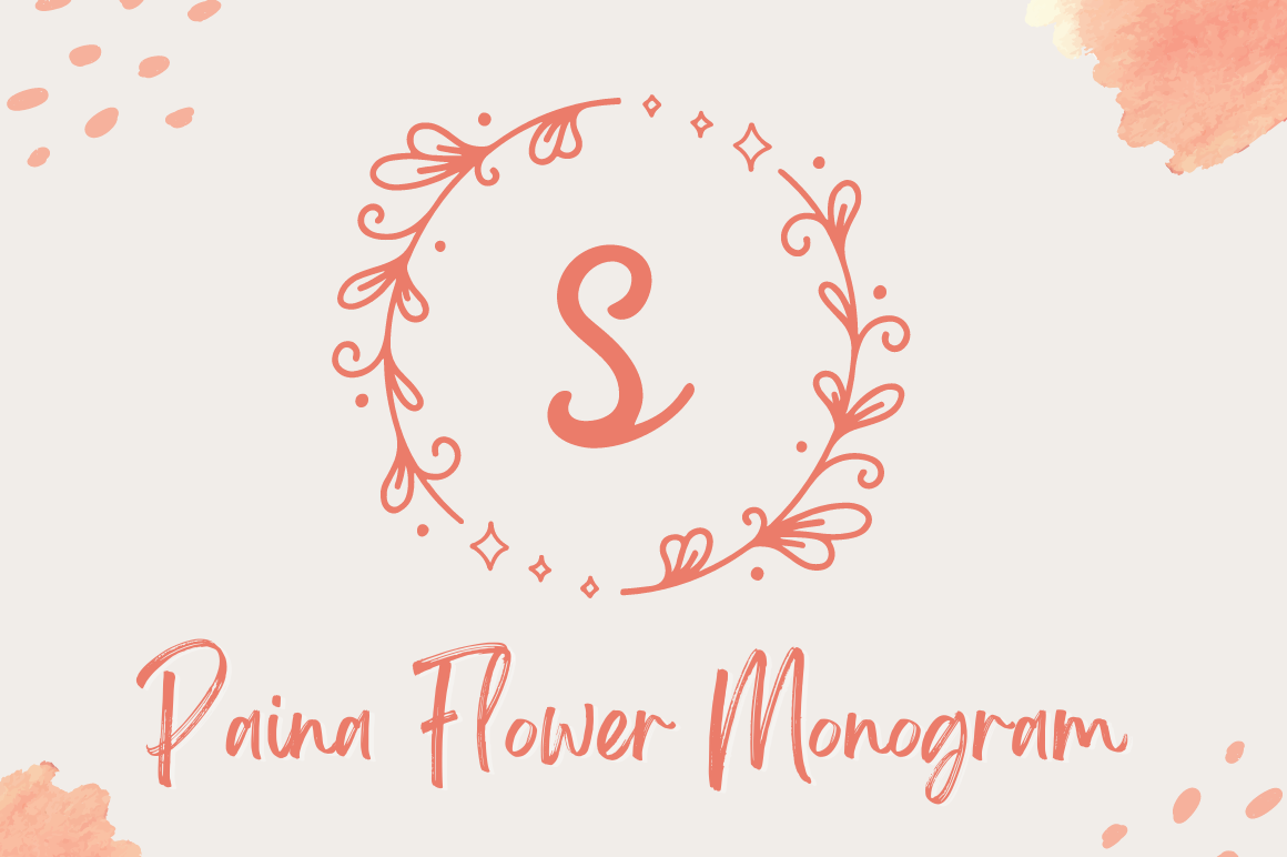 Paina Flower Monogram font preview in a floral monogram style