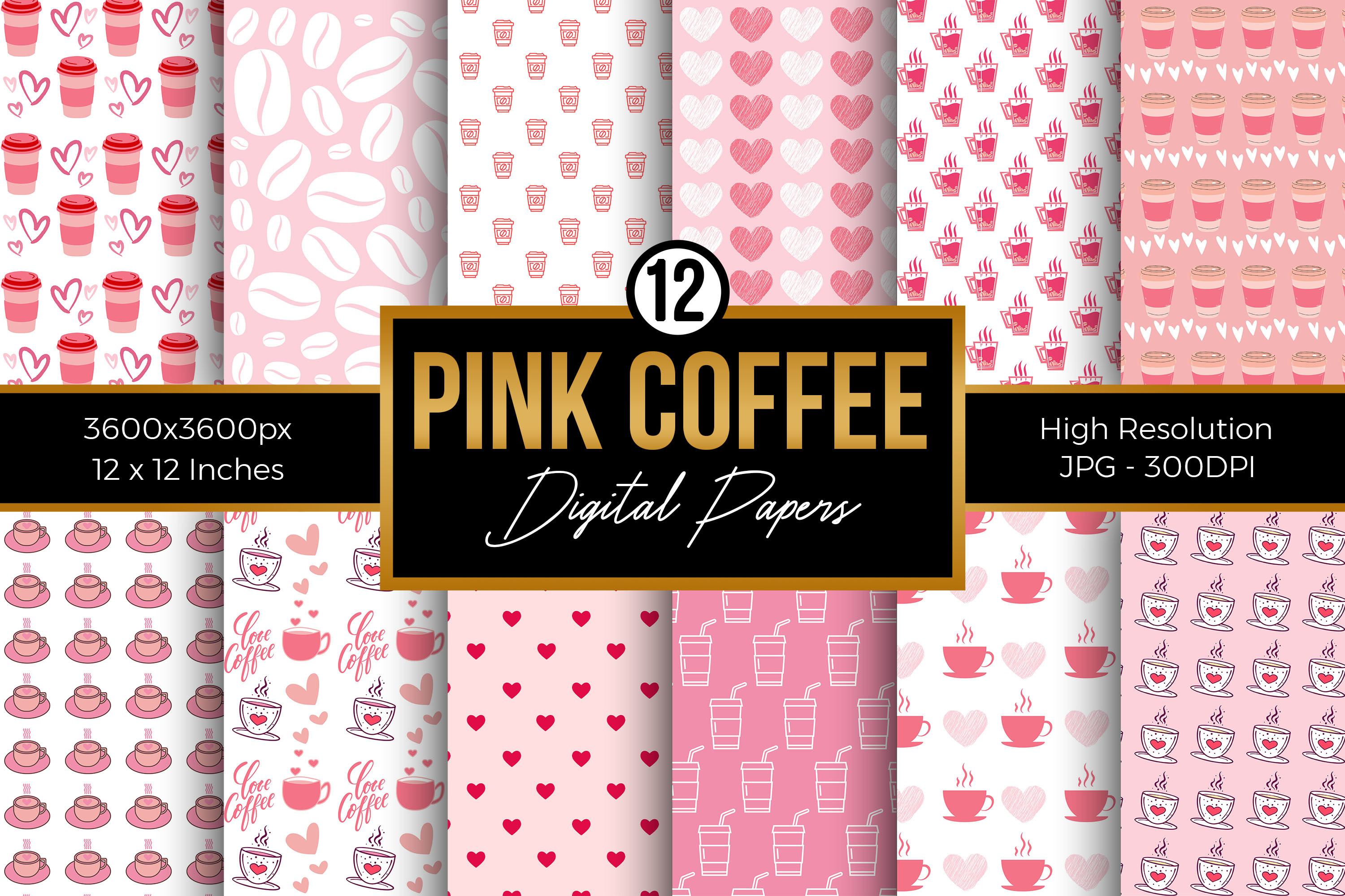 Pink Coffee Digital Papers Pack Graphic by Creative Store · Creative ...