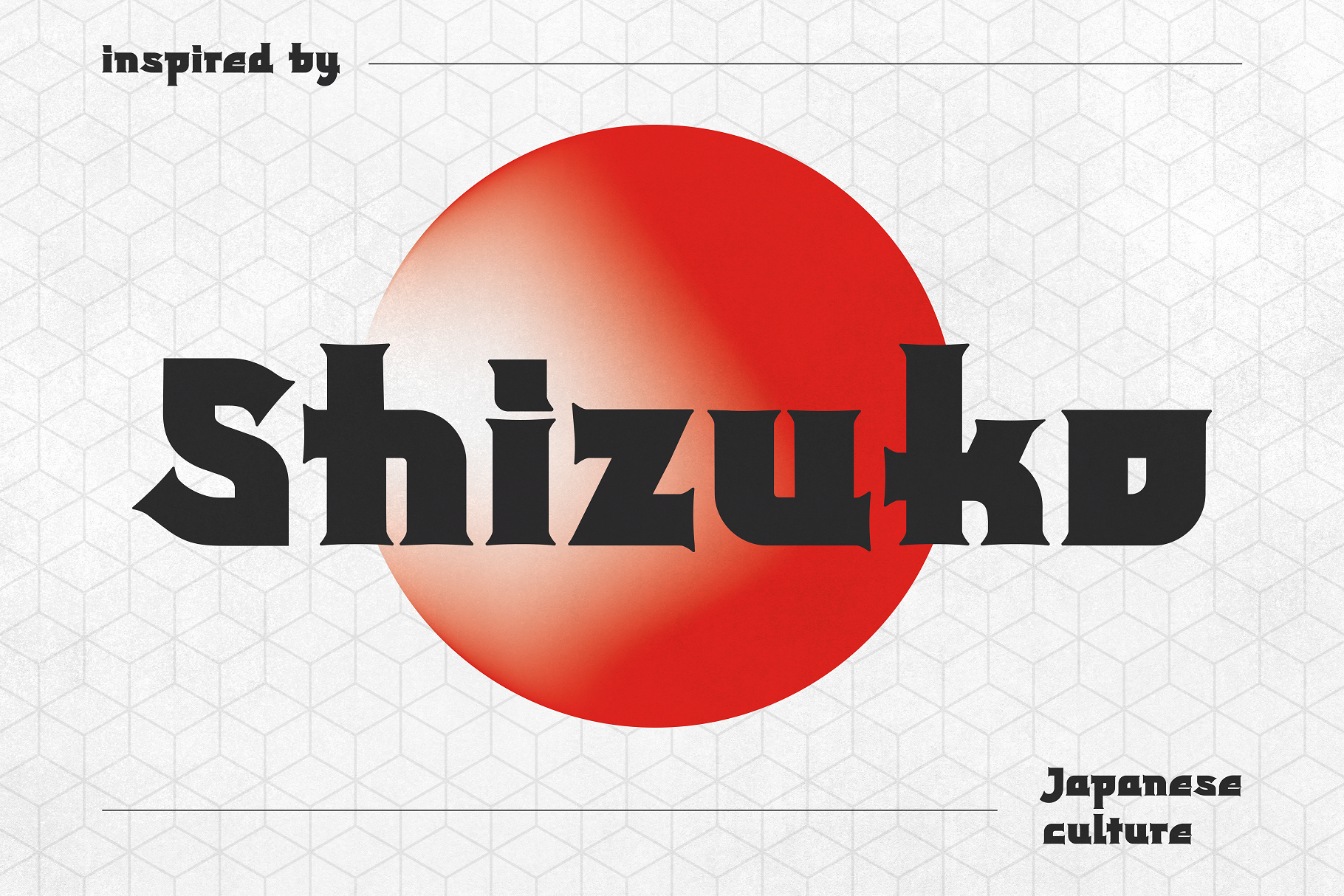 Shizuko preview, modern kanji-inspired headline font
