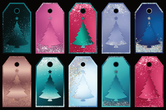 26 PNG Gift Tags with Christmas Trees