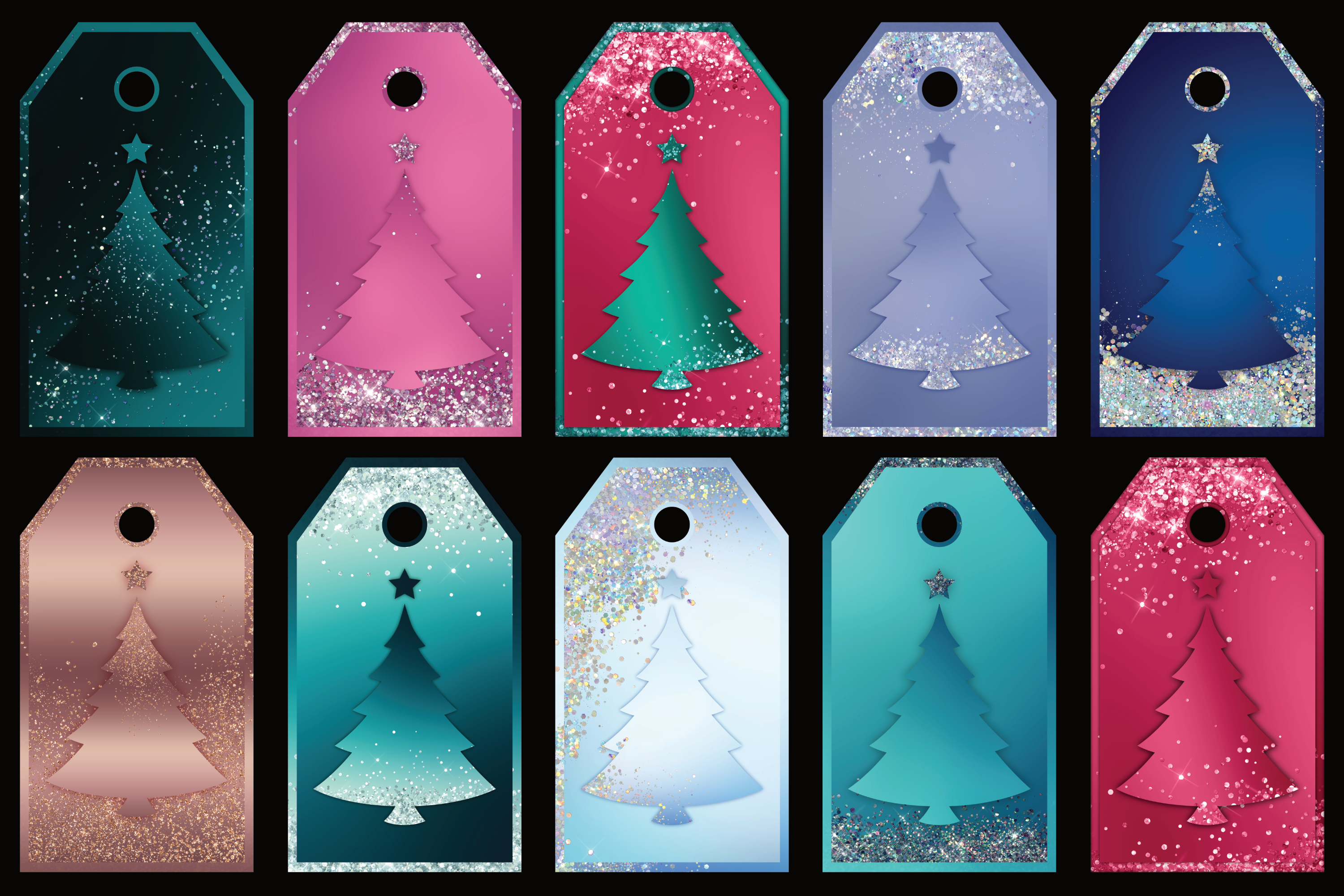 26 PNG Gift Tags with Christmas Trees