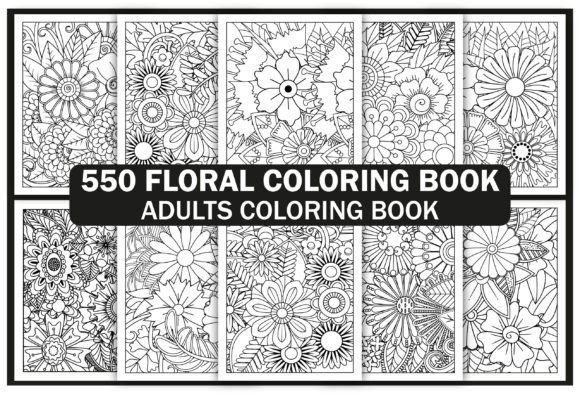 Preview of 550+ Flowers Adult Coloring Book adult coloring pages