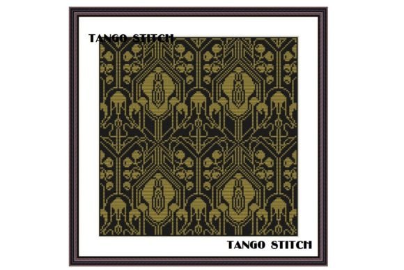 Art Nouveau Gold Cross Stitch Ornament