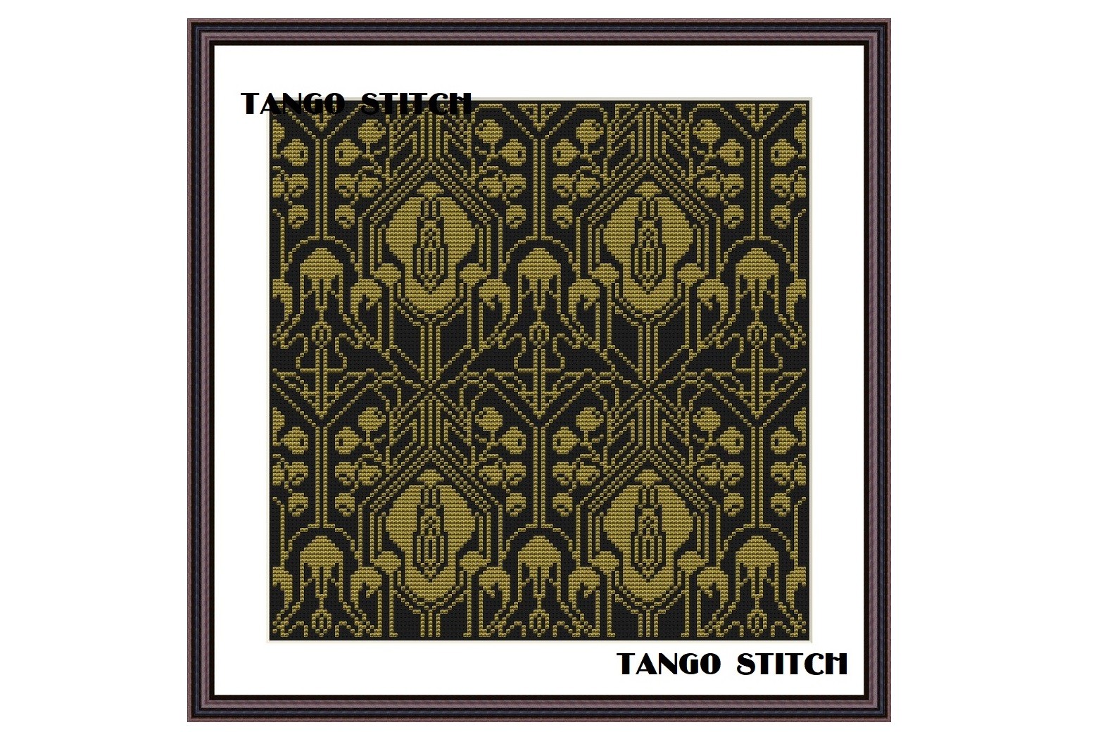 Art Nouveau Gold Cross Stitch Ornament