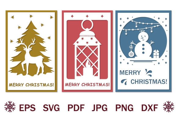 Bundle of Papercut Christmas Cards, Svg