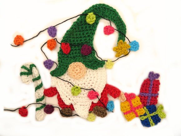 Christmas Gnome Crochet Applique Pattern