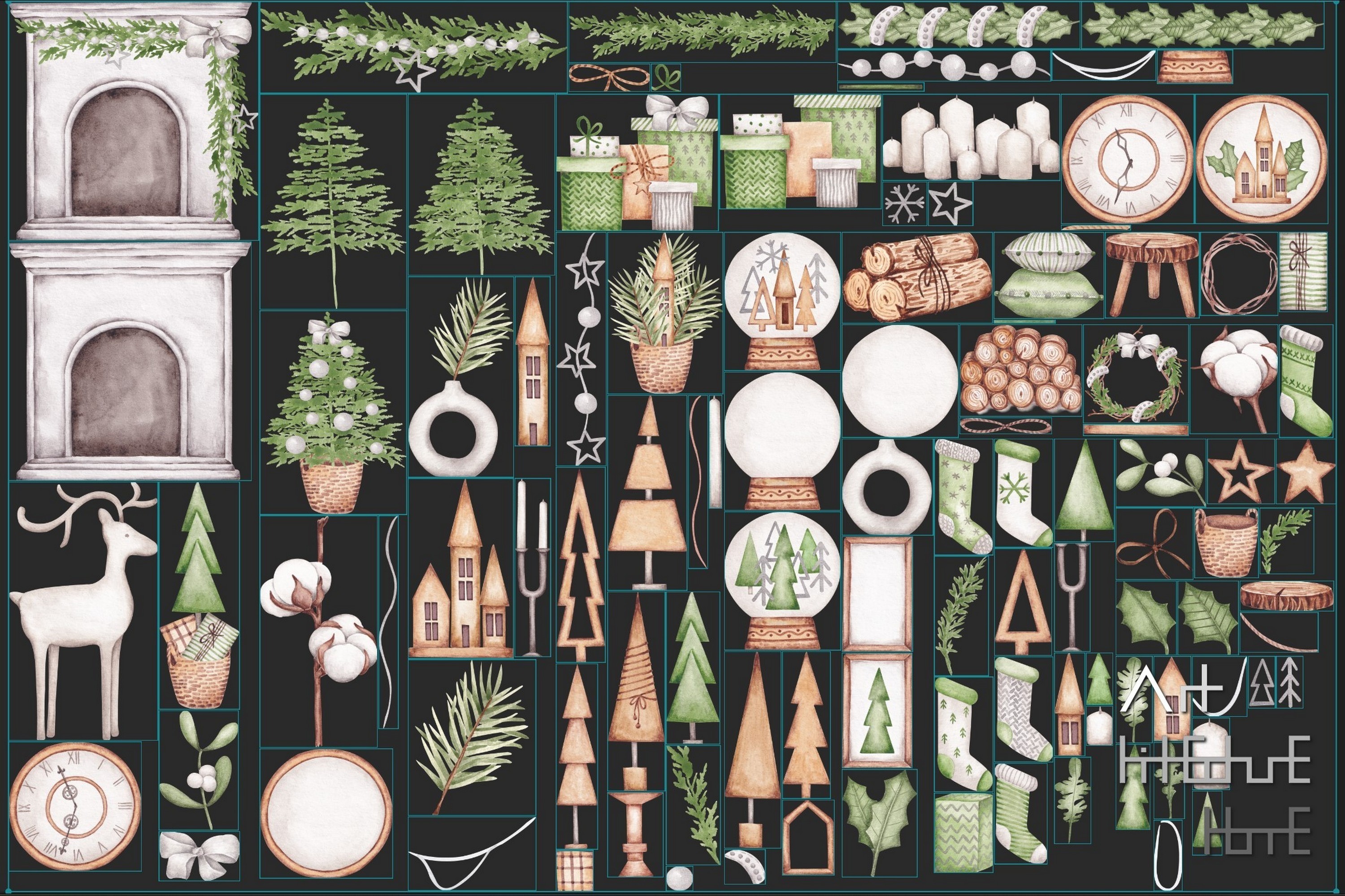 Christmas Watercolor Cliparts, Gnomes - photo 2