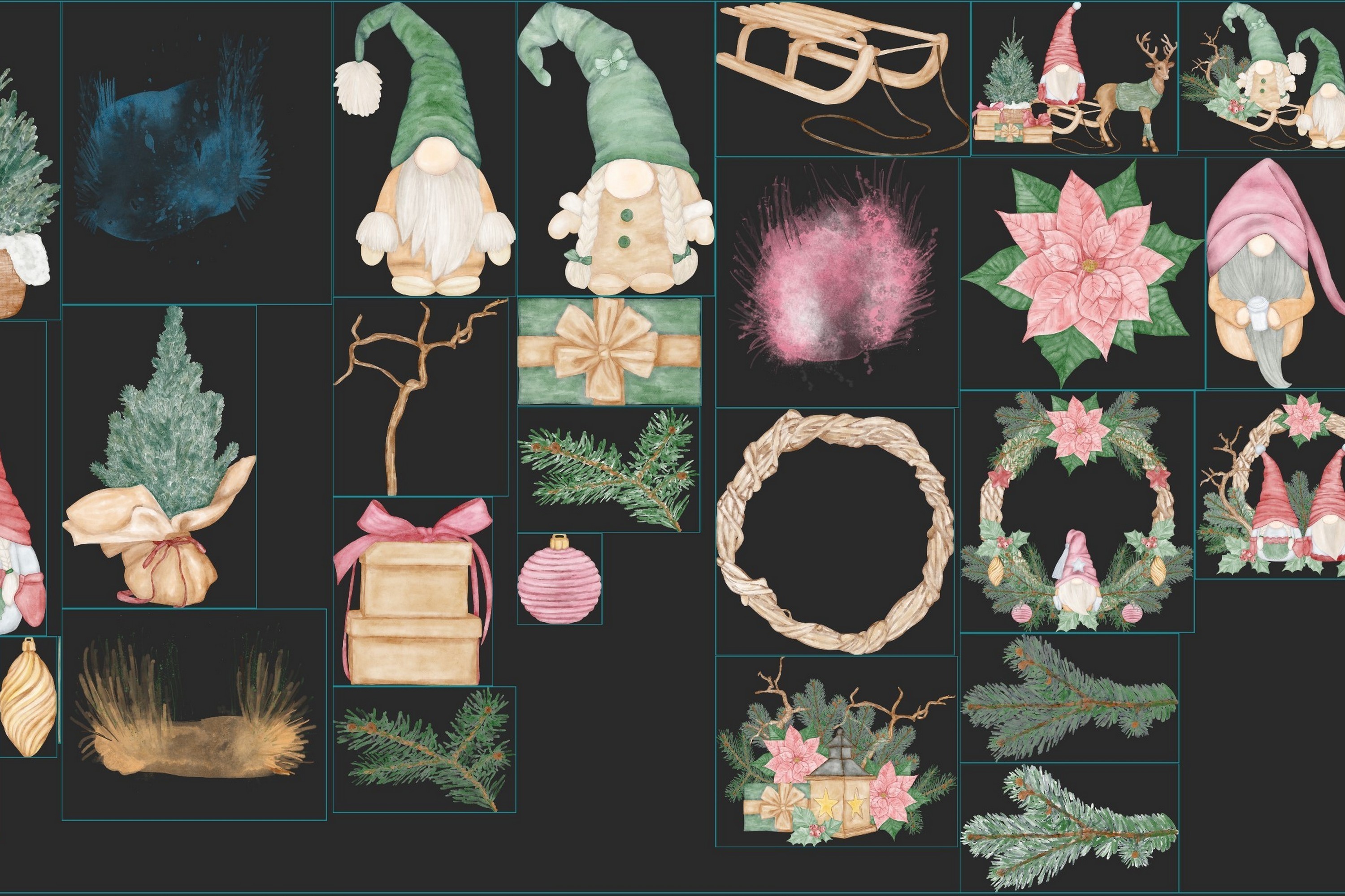 Christmas Watercolor Cliparts, Gnomes - photo 3