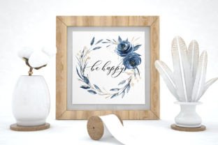 Navy Blue Flowers Watercolor. Graphic by Larisa Maslova · Creative Fabrica
