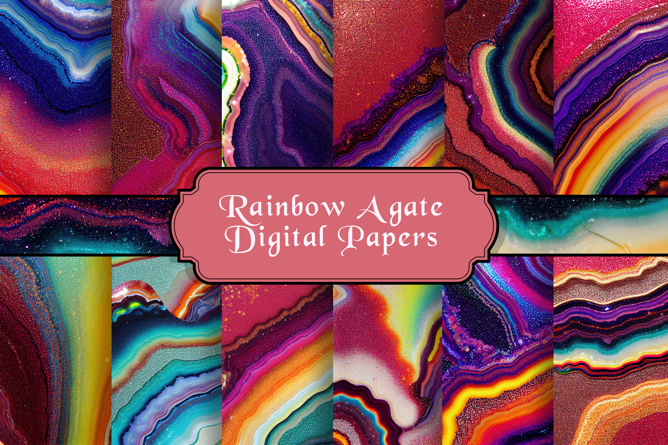 Rainbow Agate Digital Papers Graphic by curvedesign · Creative Fabrica