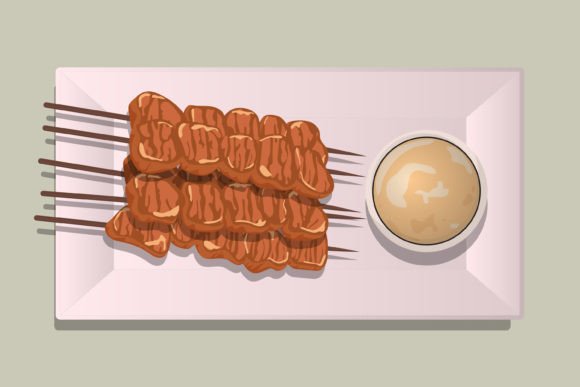 Satay Food Illustration in Vector Design