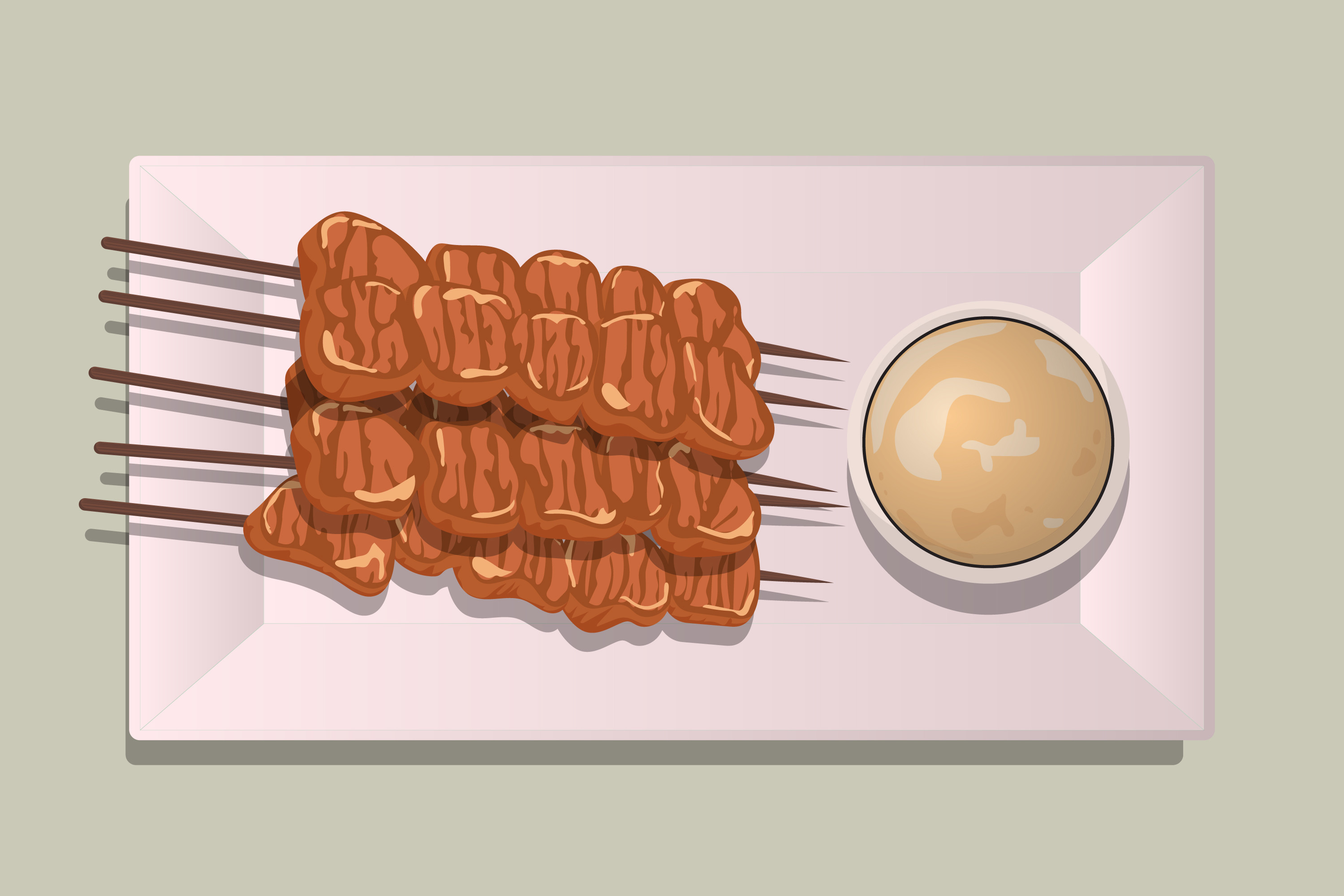 Satay Food Illustration in Vector Design
