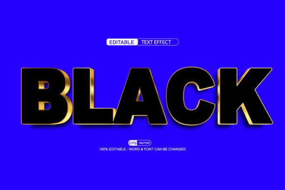 Black 3d Editable Text Effect Vector Afbeelding Laagstijlen Door TrueVector
