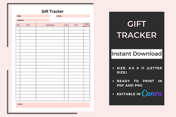 Gift Tracker Printable - Canva Template Graphic by BKS Studio ...