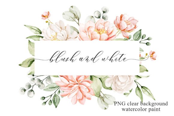 Blush and White Flowers Watercolor