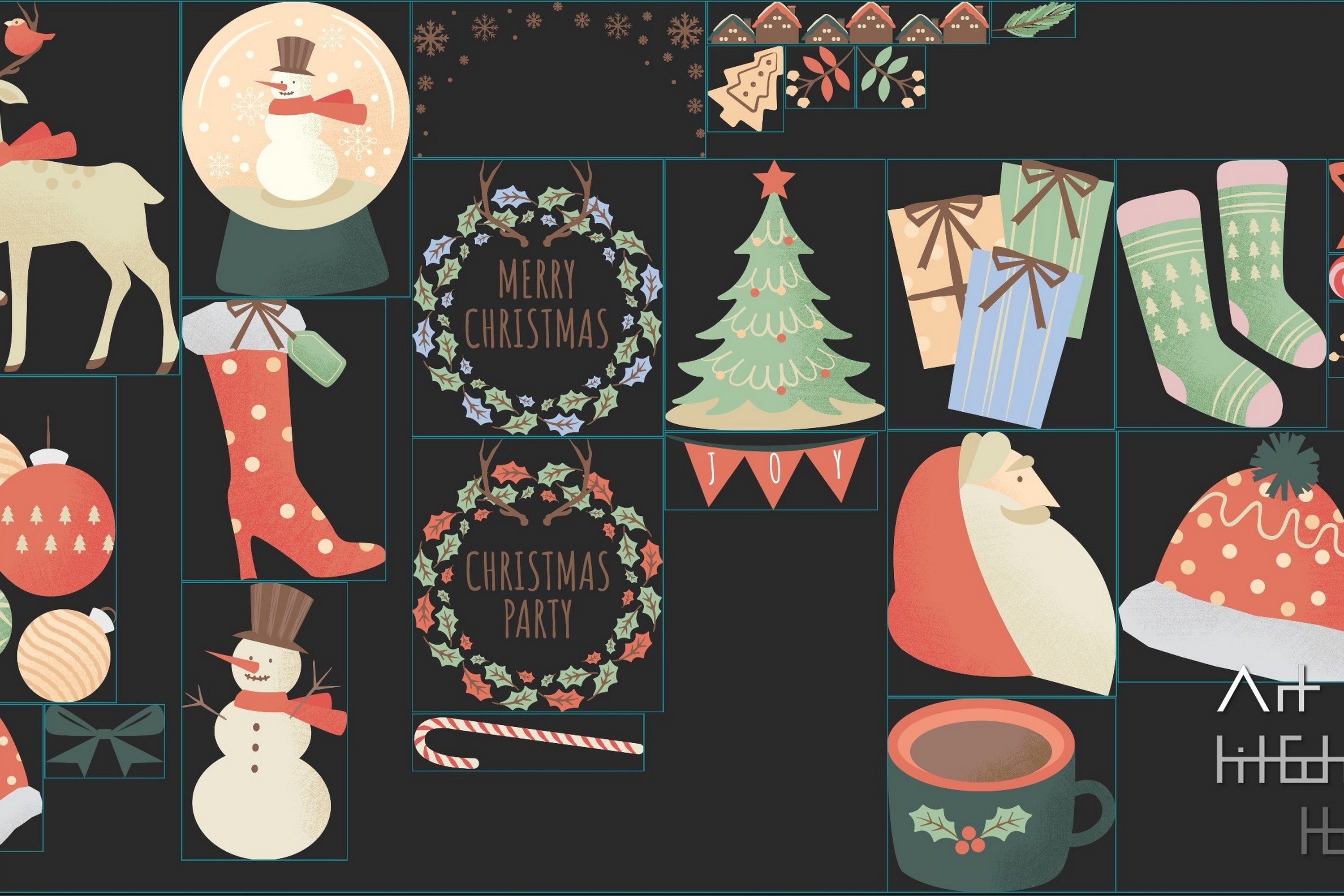 Christmas Watercolor Cliparts, Flat Icon - photo 5