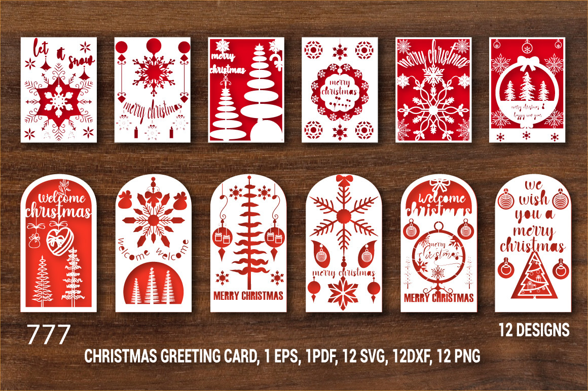 Christmas Greeting Card SVG Laser Cut777