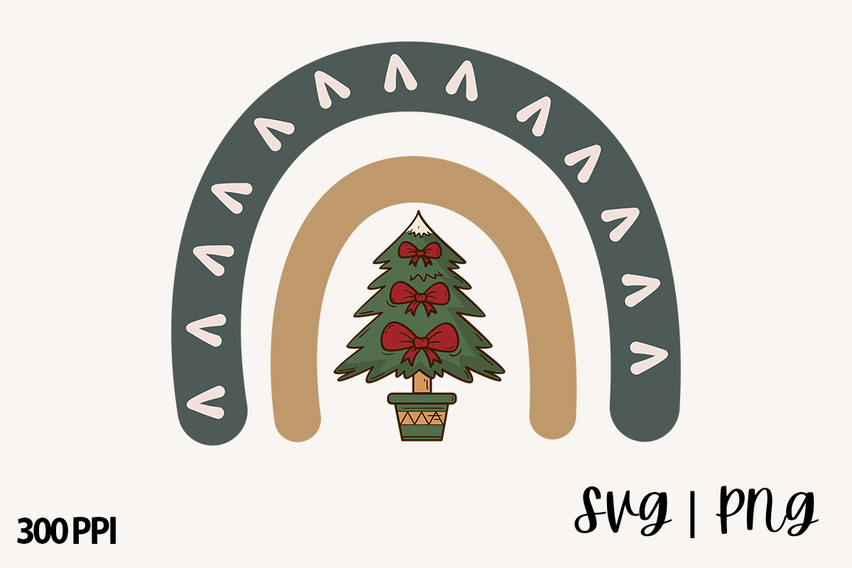 Hand Drawn Boho Christmas Rainbow SVG Graphic by GRAAPHY · Creative Fabrica