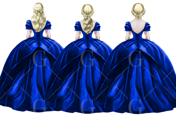 Navy Princess Dress Clipart Graphic by GraphicsbyLily  Creative Fabrica