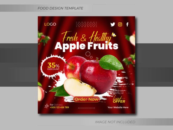 Preview of Apple Fresh Food Menu Social Media Post food social media design template