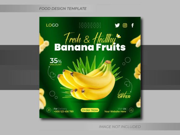 Preview of Banana Fresh Food Menu Social Media Post food social media design template