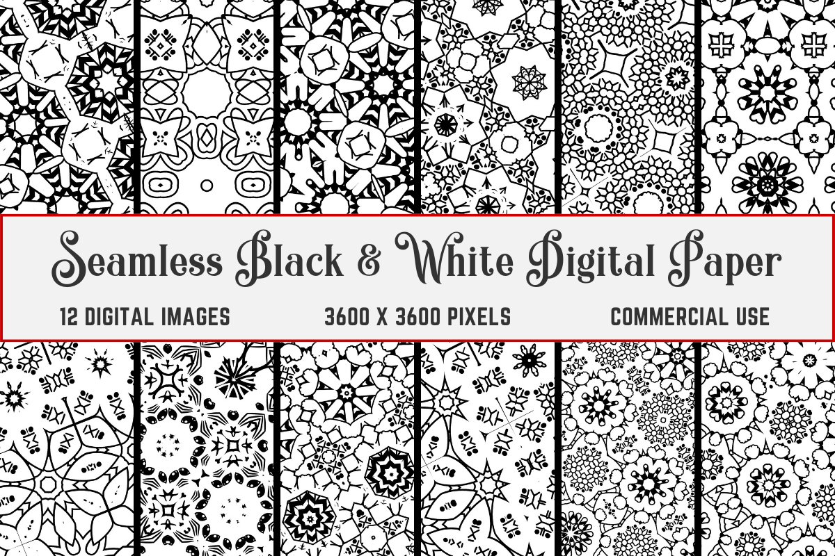 Black and White Seamless Digital Paper 3 Graphic by Funkyday · Creative ...