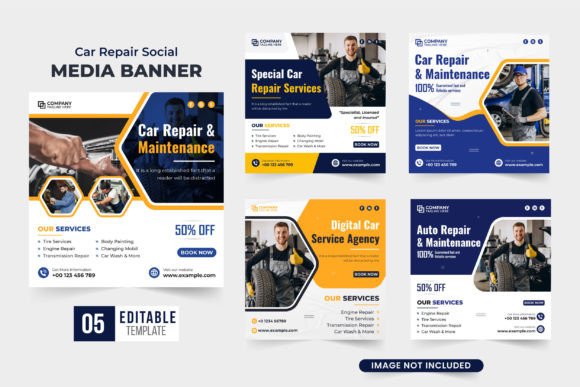 Car Repair Service Social Media Post Gráfico Plantillas Gráficas Por iftikharalam