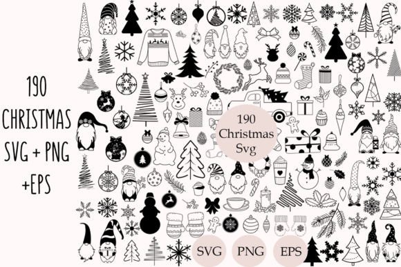 Christmas Outline Mega Pack – 194+ Winter Clipart Designs