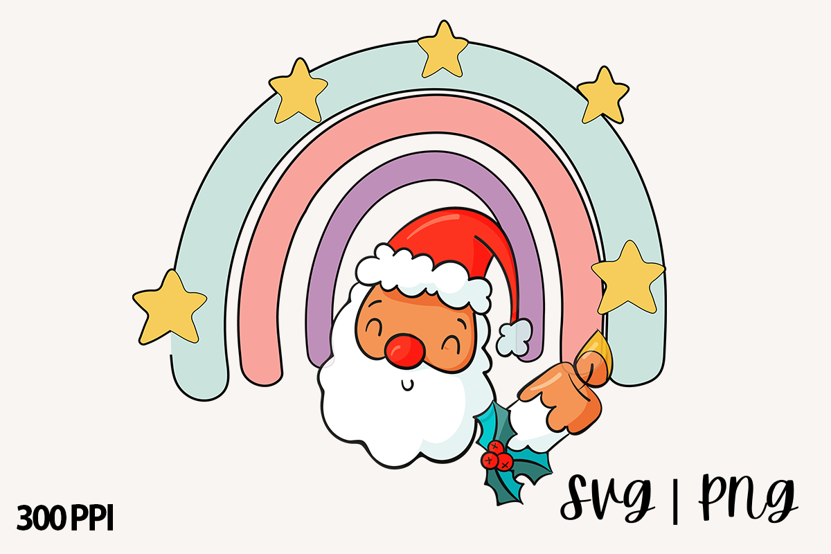 Hand Drawn Boho Christmas Rainbow PNG Graphic by GRAAPHY · Creative Fabrica