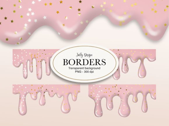 Pink Stars Dripping Borders Clip Art