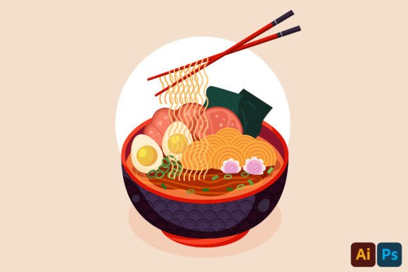 Asian Ramen Food Illustration