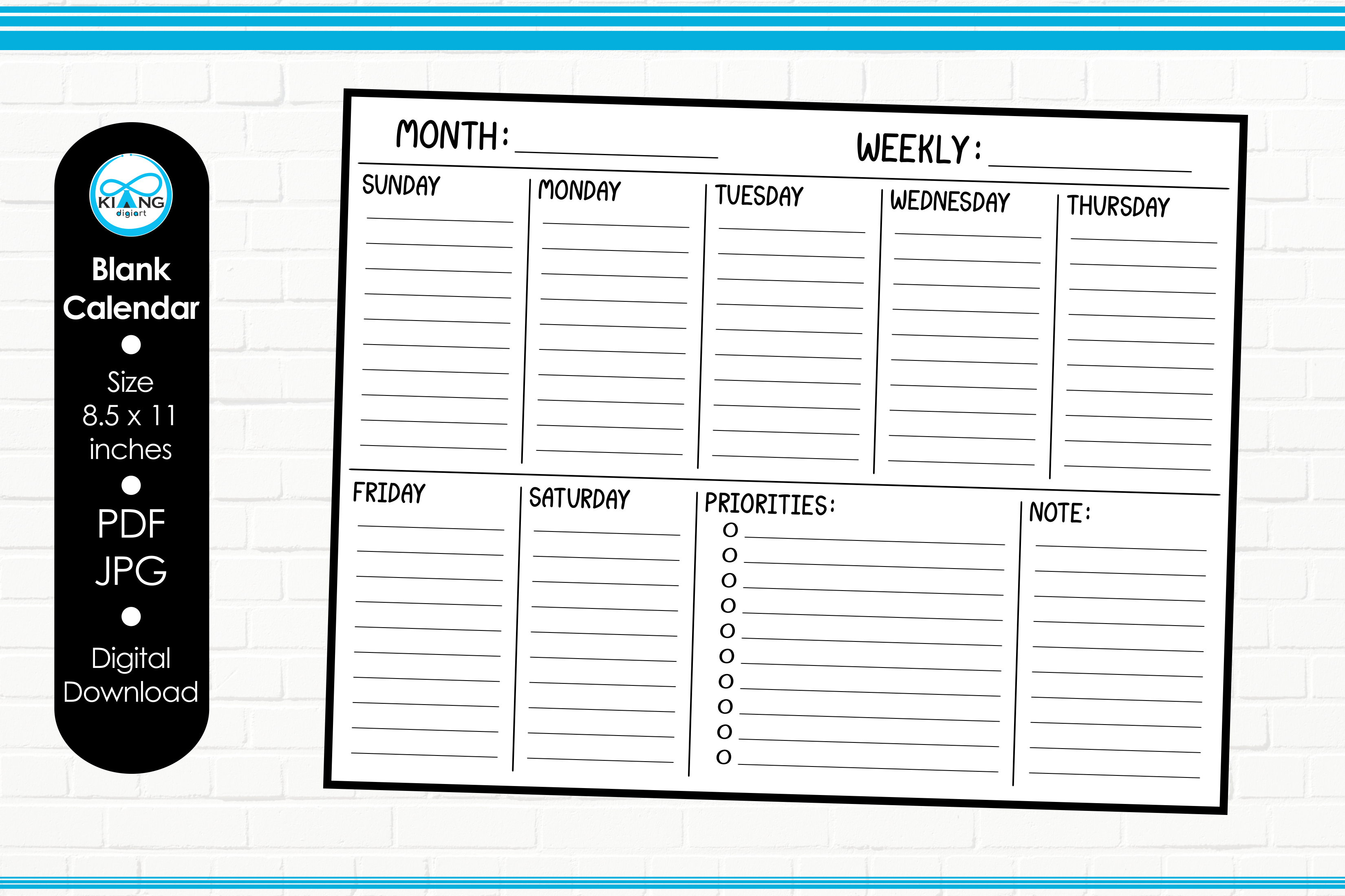 Blank Calendar Page Template Graphic by GnomeWhimsyBloom · Creative Fabrica