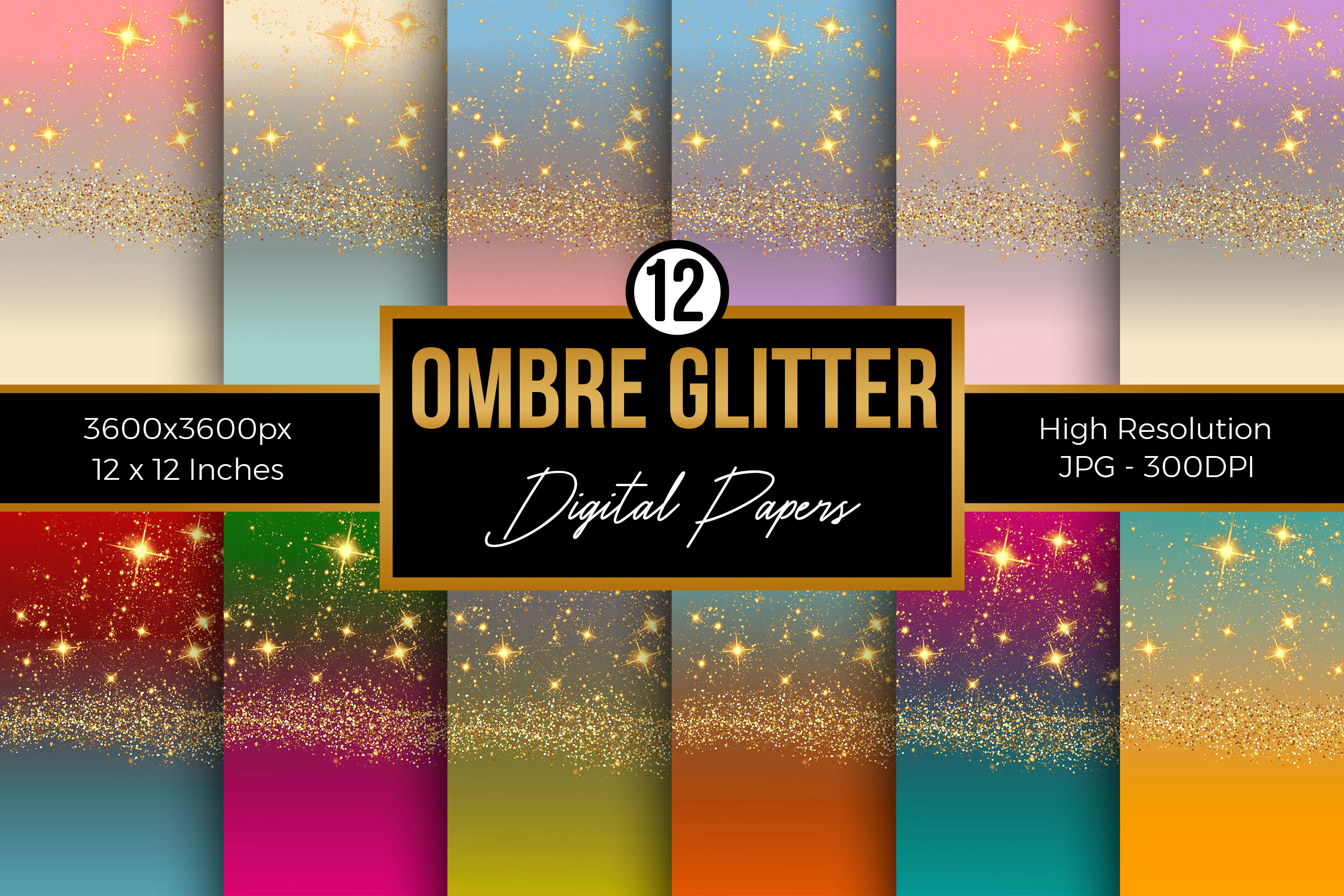 Ombre Glitter Digital Papers